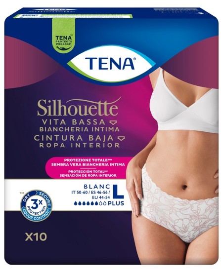 TENA SILHOUETTE P WHITE L 10PZ