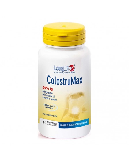 LongLife ColostruMax Integratore di Puro Colostro Bovino 60 Compresse Masticabili