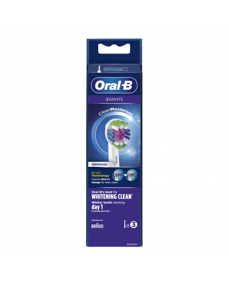 Oral-B 3D White Testine Di Ricambio Con CleanMaximiser 3 Pezzi