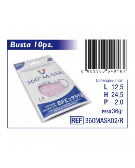 MASCHERINA CHIR ROSA 360MASK 10P