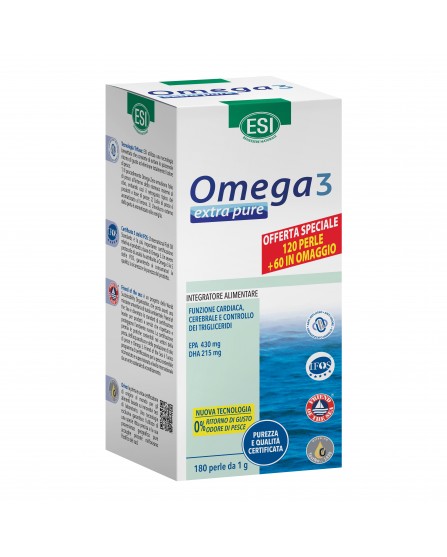 Esi Omega 3 Extra Pure 180 Perle [120 Perle + 60 Omaggio] Senza Ritorno di Sapore